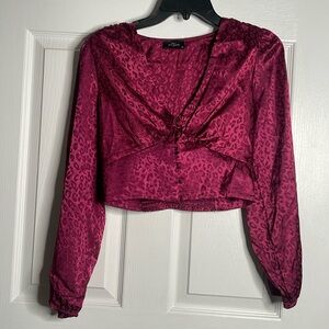 Milk & honey cheetah print long sleeve crop top